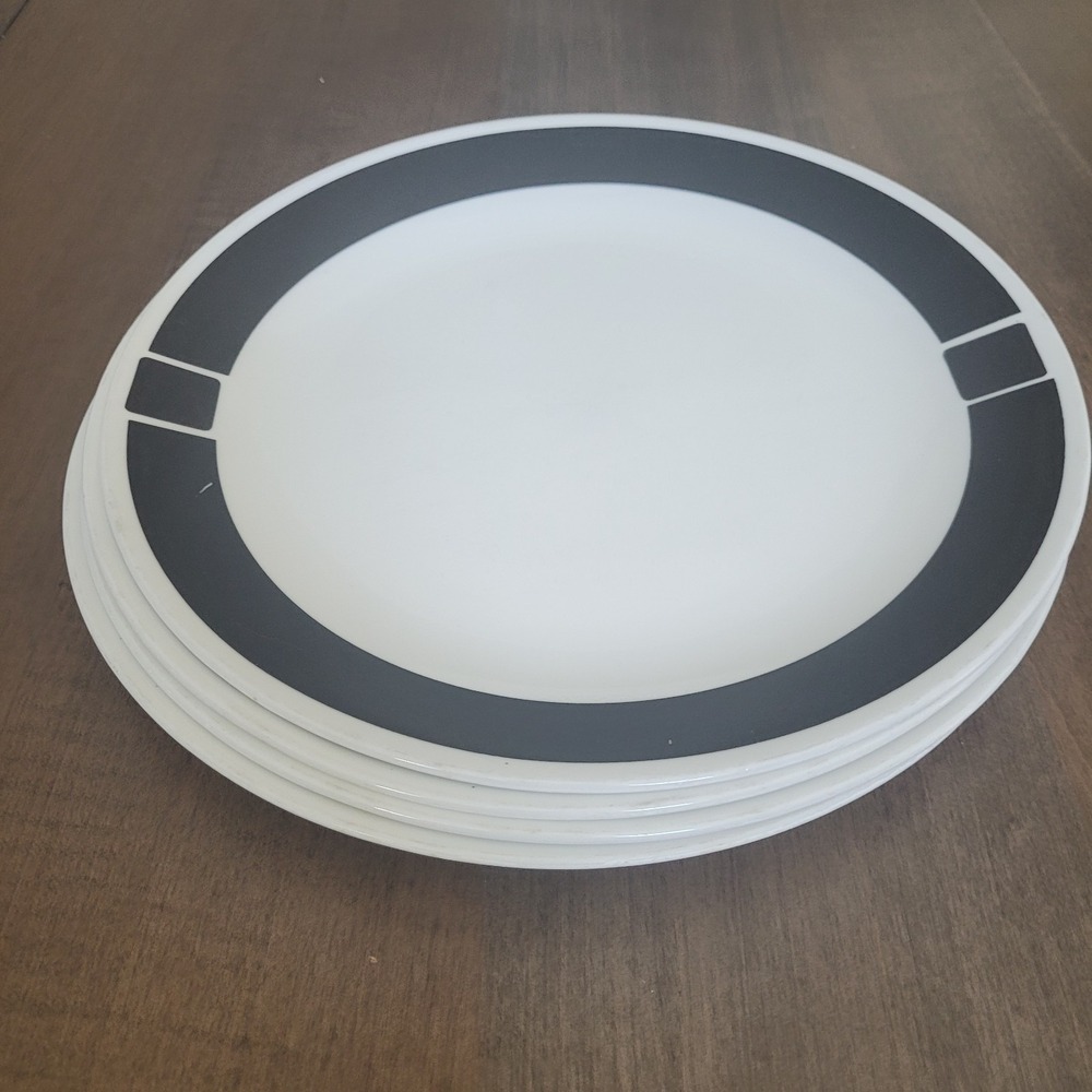 Corelle Urban Black Bread & Butter Dessert Plates 6.75" Set of 4 Retired Pattern
